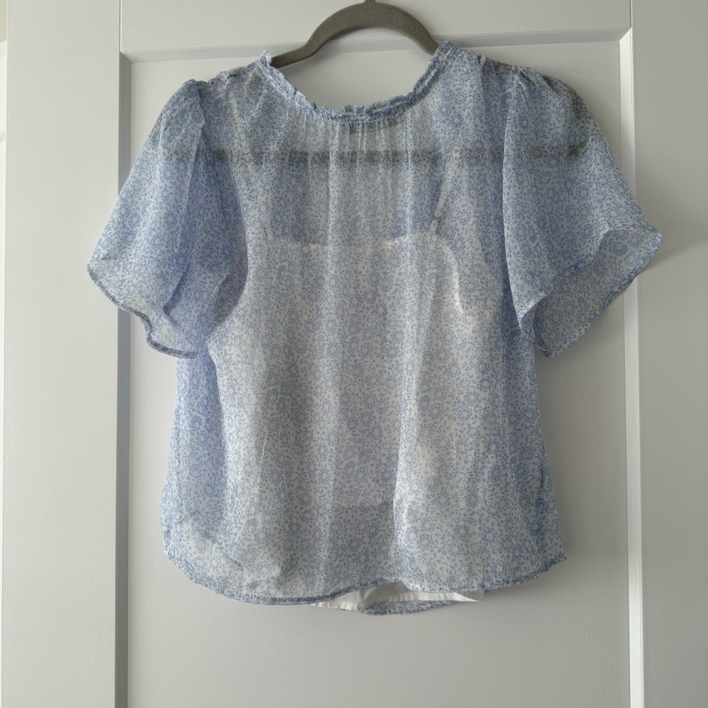 Abercrombie & Fitch Light Blue Tie Front Chiffon Top size XS - Picture 4 of 5